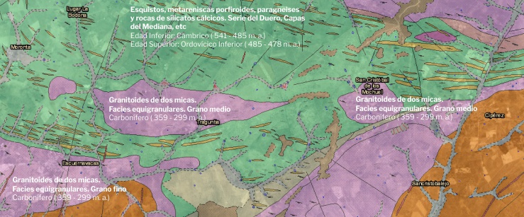 Mapa geológico de Cipérez a Moronta